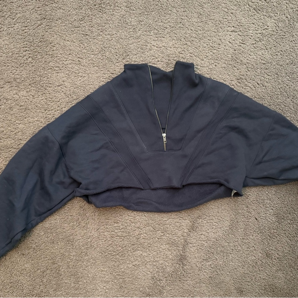 Navy Cropped Zip-Up Sweatshirt Size M/L